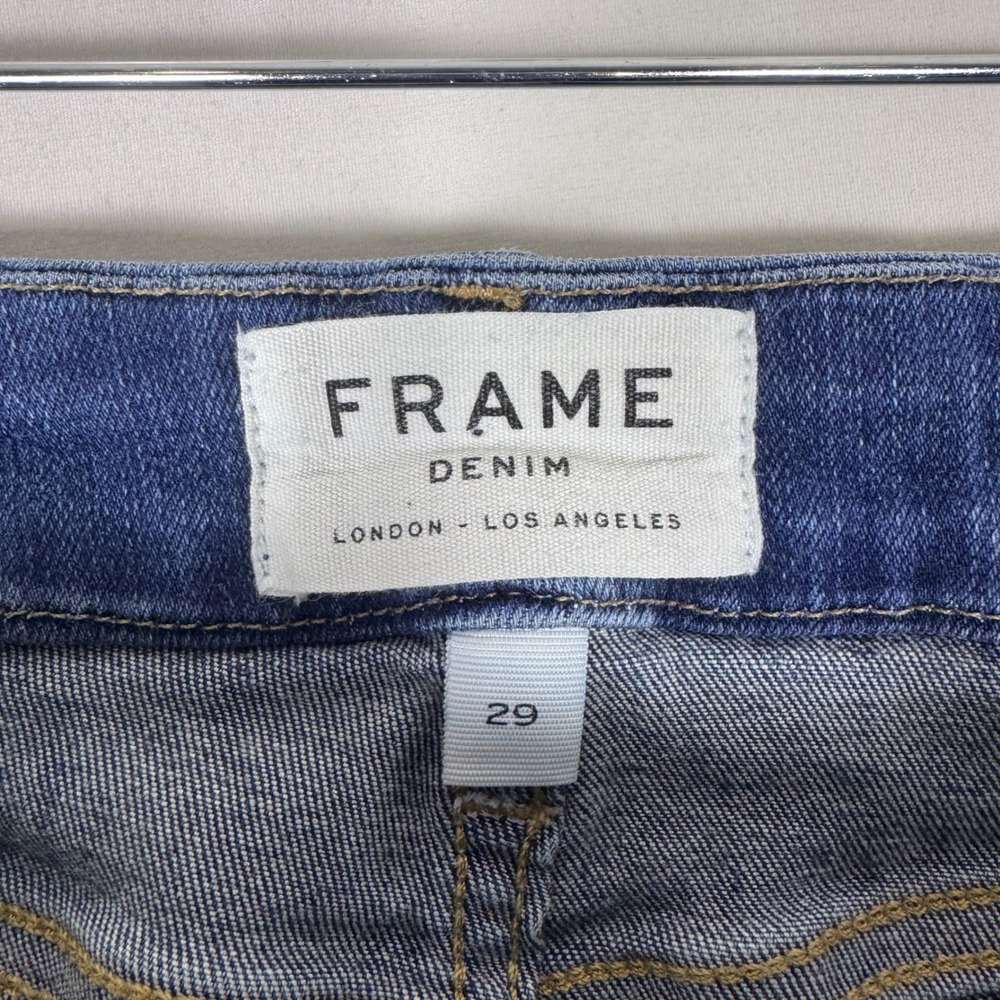 FRAME Le Crop Mini Boot Jeans Womens 29 Westcliff Blue Mid Rise Stretch - Picture 3 of 8